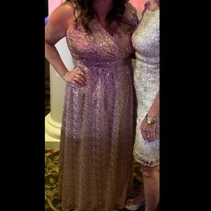 david's bridal rose gold sequin dress